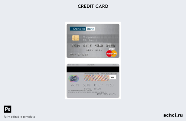 цифровая загрузка шаблон кредитной корпоративной платиновой карты Mastercard Dan
